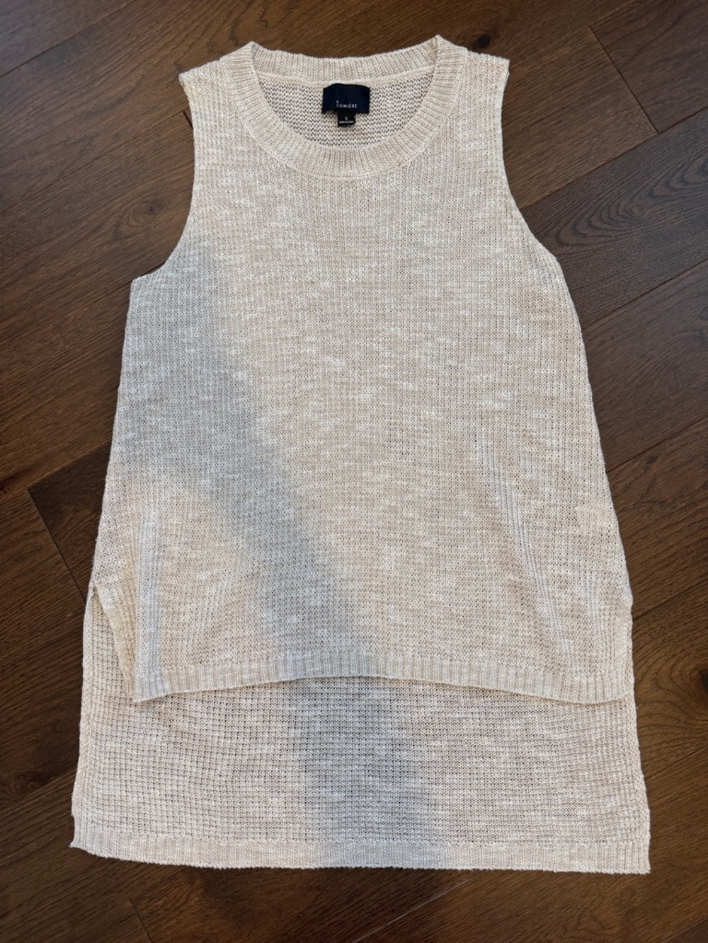 Lumiere Light Oatmeal Sleeveless Knit Tunic Small - C38-007